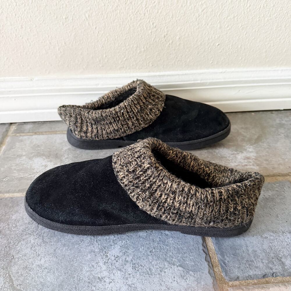 Clarks Angelina Clog Slippers Black Suede Leather Knit Collar Womens 11 - Picture 6 of 9